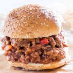 Close-up of one serving of Instant Pot Sloppy Joes r