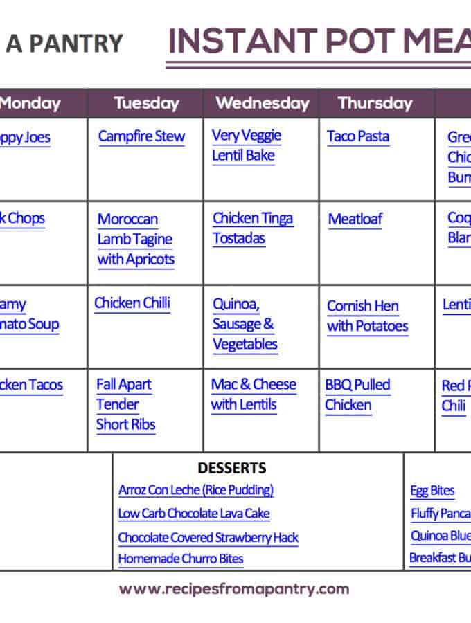 February Meal Plan Calendar Printable