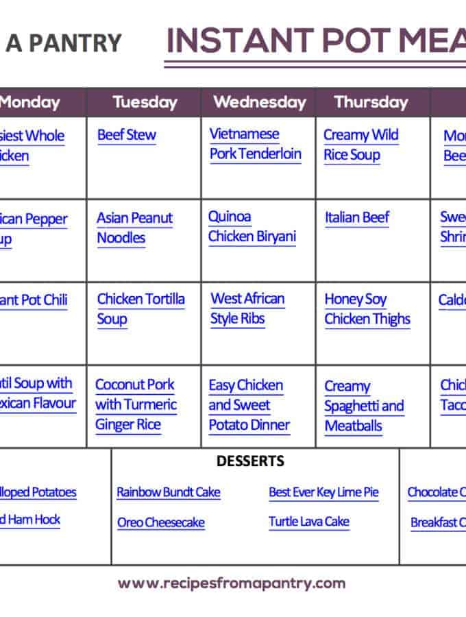 March Meal Plan Calendar Printable