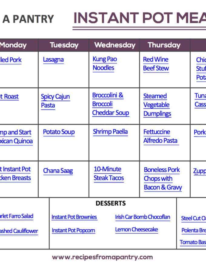 April Meal Plan Calendar Printable