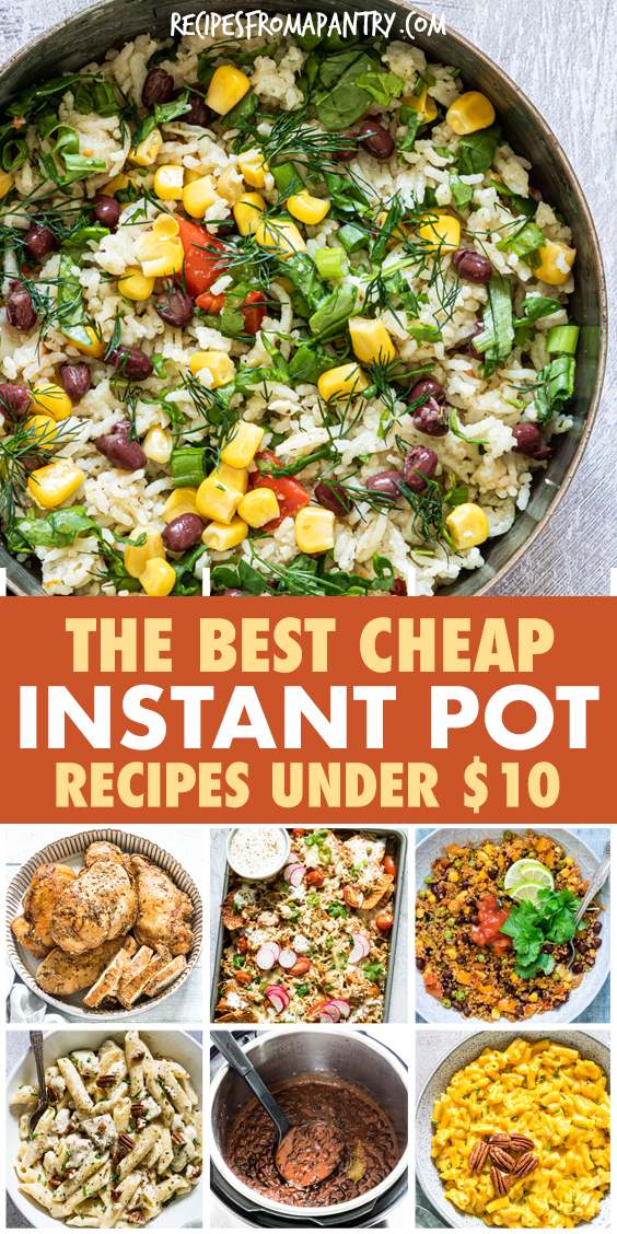 A collage of images of cheap instant pot dishes