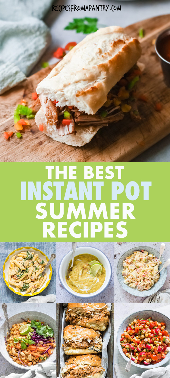 A COLLAGE OF SUMMERTIME INSTANT POT RECIPES
