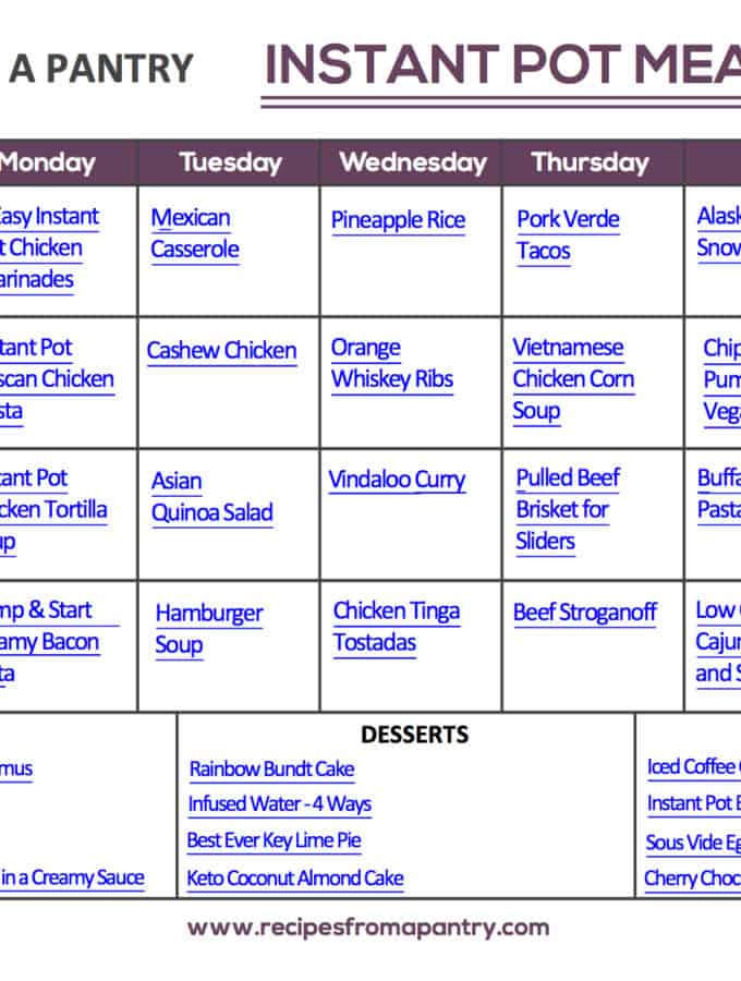 July Meal Plan Calendar Printable