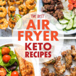 A collage of images of air fryer keto dishes
