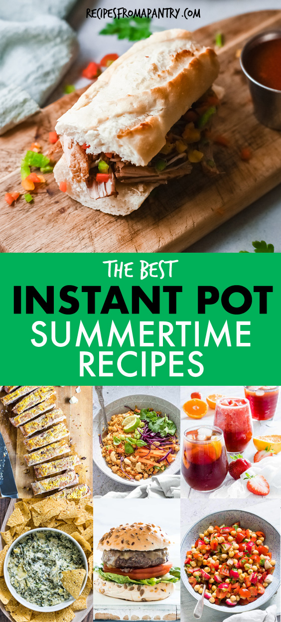 A COLLAGE OF IMAGES OF INSTANT POT SUMMERTIME DISHES