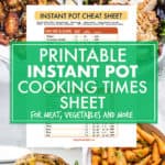 Instant pot cooking times sheet