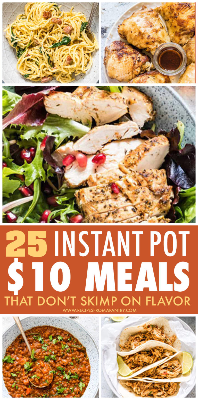 this is a pinterest pin linking to the instant pot $10 meals page.