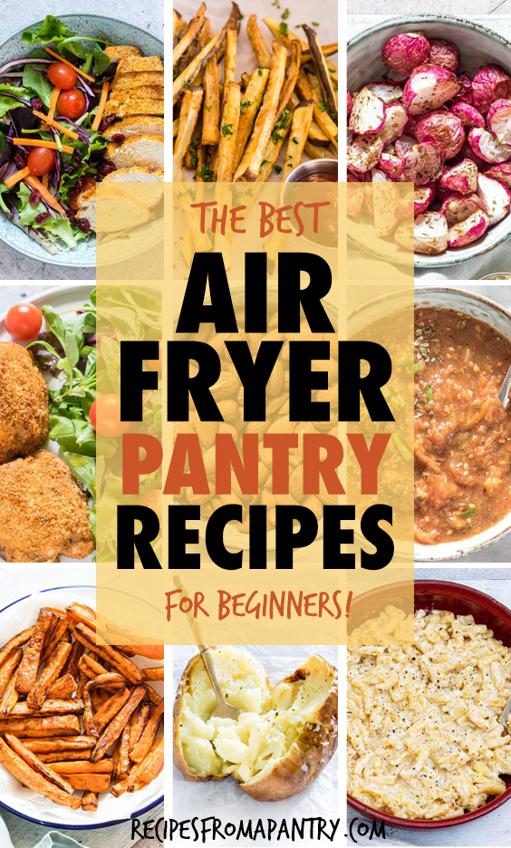a collage of images of air fryer dishes