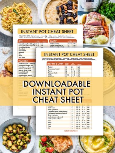 instant pot cooking cheat sheet