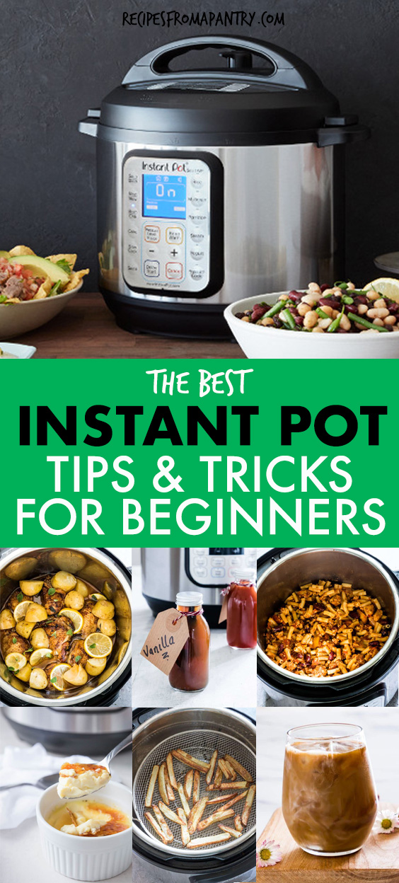A COLLAGE OF IMAGES OF INSTANT POTS AND INSTANT POT FOOD