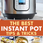 A large picture of an instant pot with a collage of pictures of items made in an instant pot