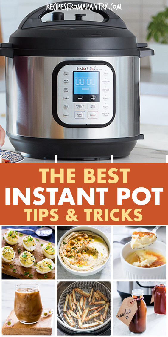A large picture of an instant pot with a collage of pictures of items made in an instant pot
