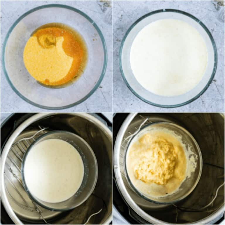 image collage showing the steps for making polenta porridge