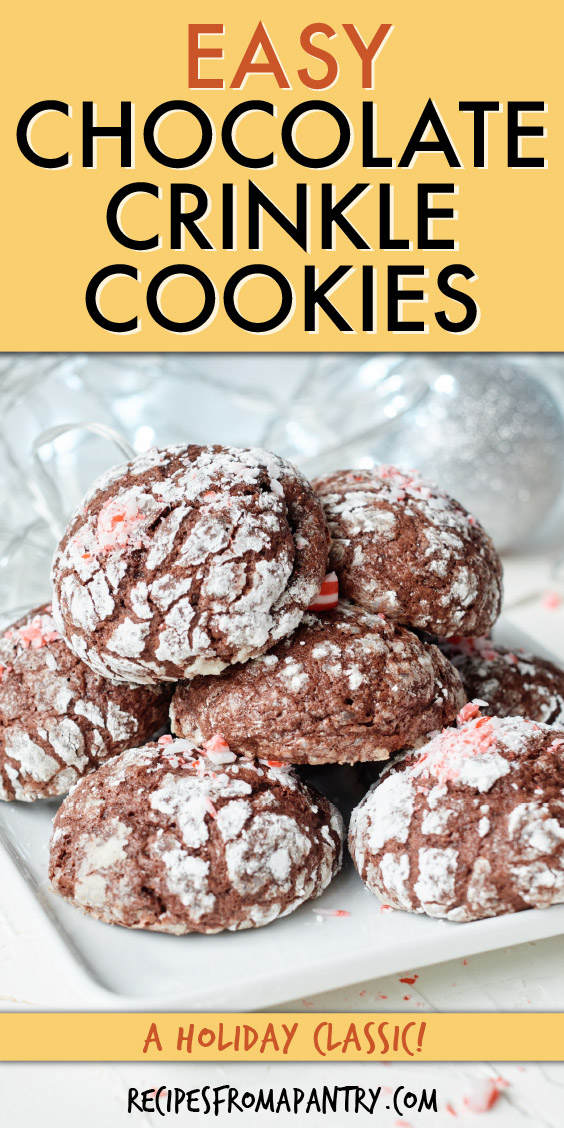 A pile of chocolate crinkle cookies on a plate