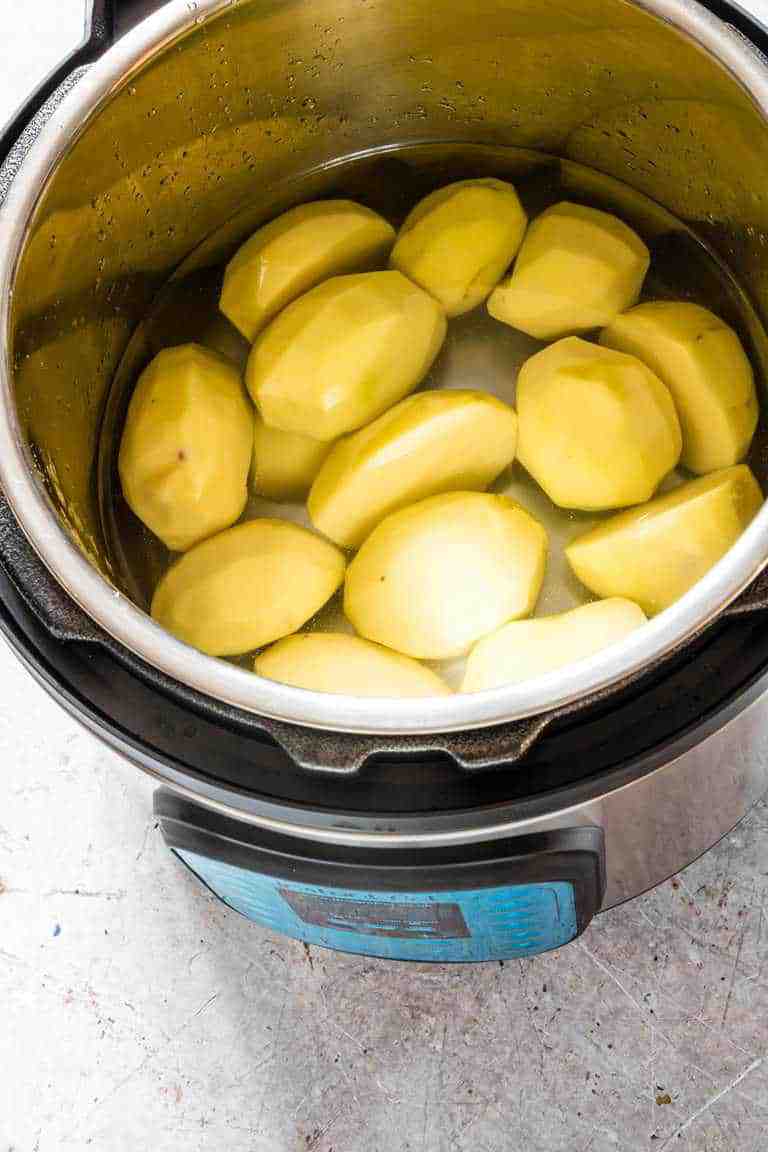 Instant Pot Mashed Potato recipe Ingredients - potatoes and water in the instant pot