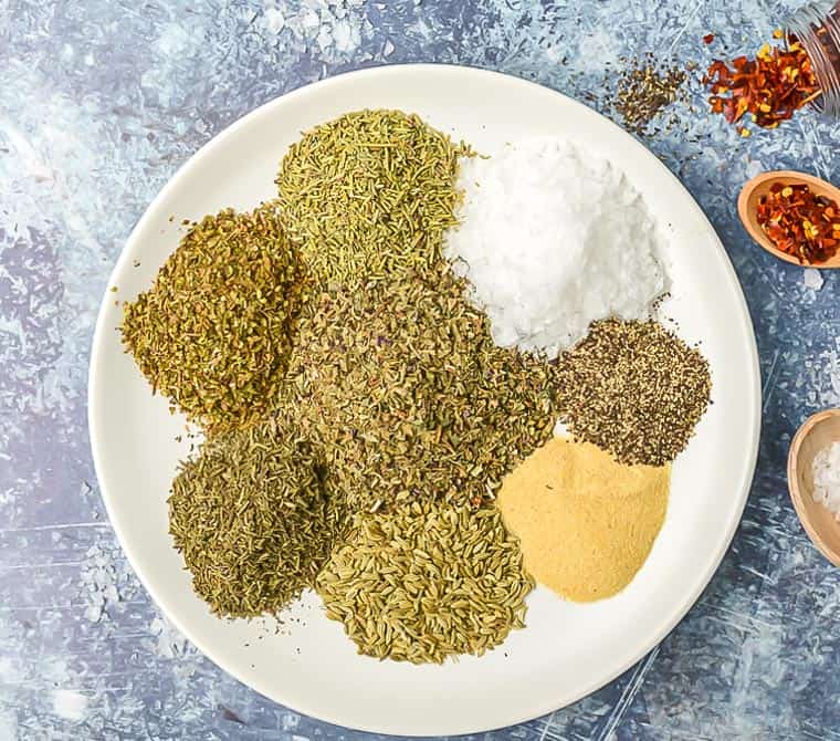 A mix of tuscan herbs and spices to make tuscan seasoning