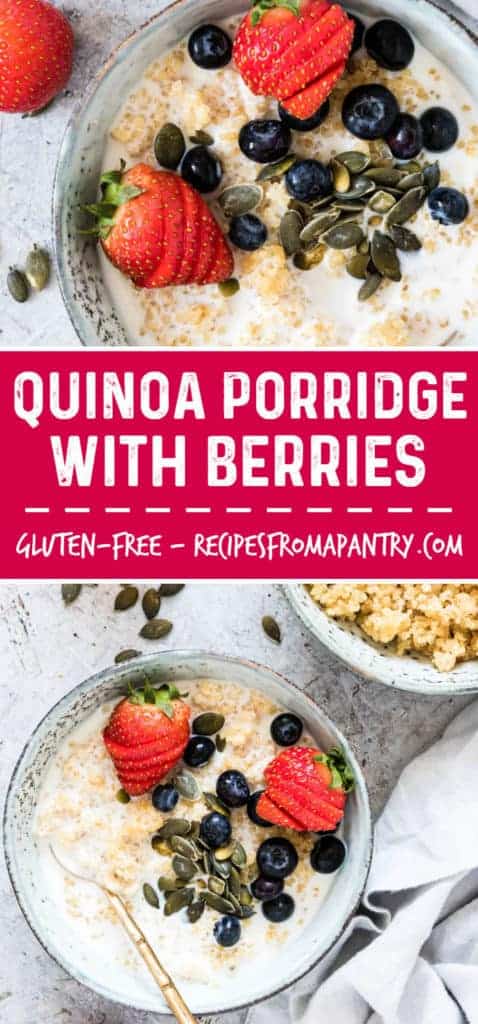 Quinoa Porridge with Berries is a light and flavourful, but hearty, breakfast for those cold winter mornings. A healthy breakfast recipe and gluten free breakfast recipe. #porridge #healthybreakfast #glutenfreebreakfast