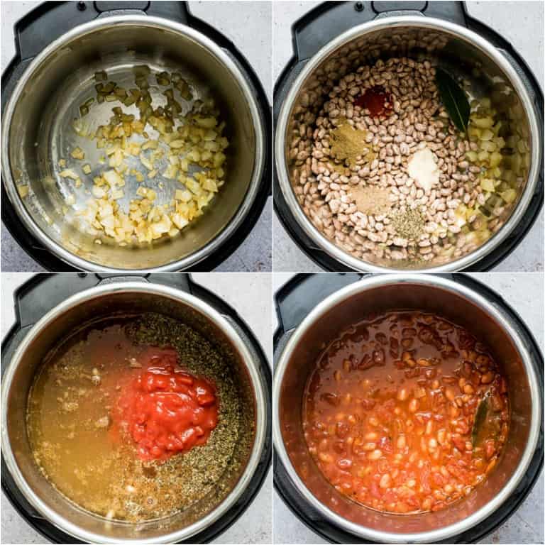 image collage showing the steps for making instant pot pinto beans