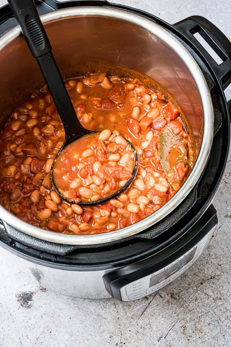 cooked instant pot pinto beans inside the instant pot