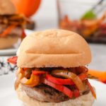 close up of a completed serving of this pork sliders recipe