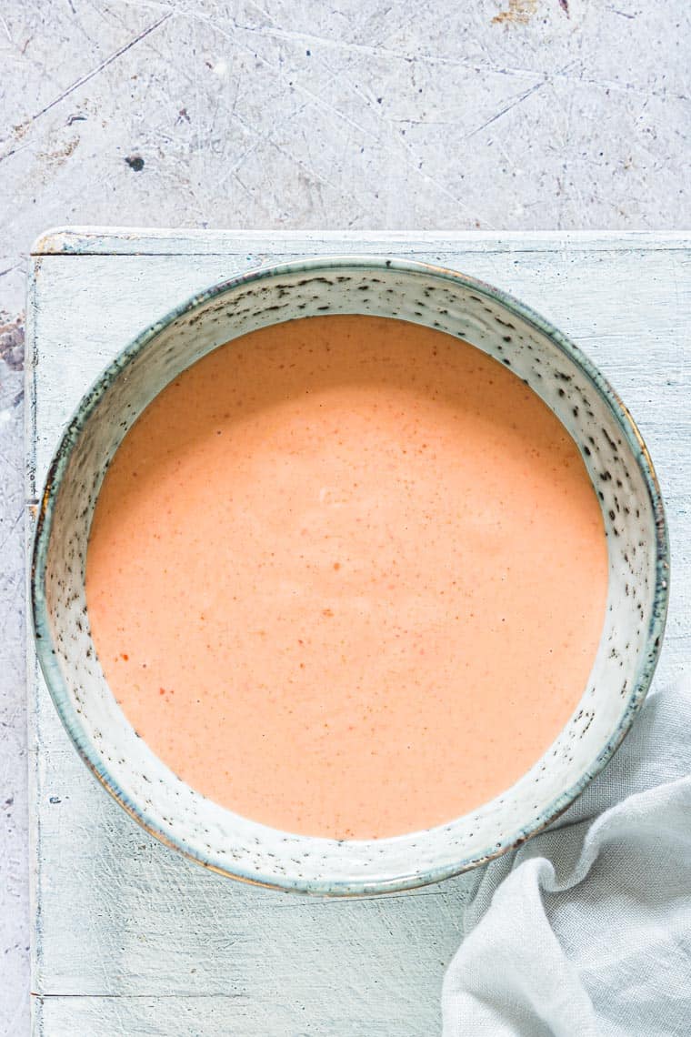 a bowl of the completed remoulade sauce recipe