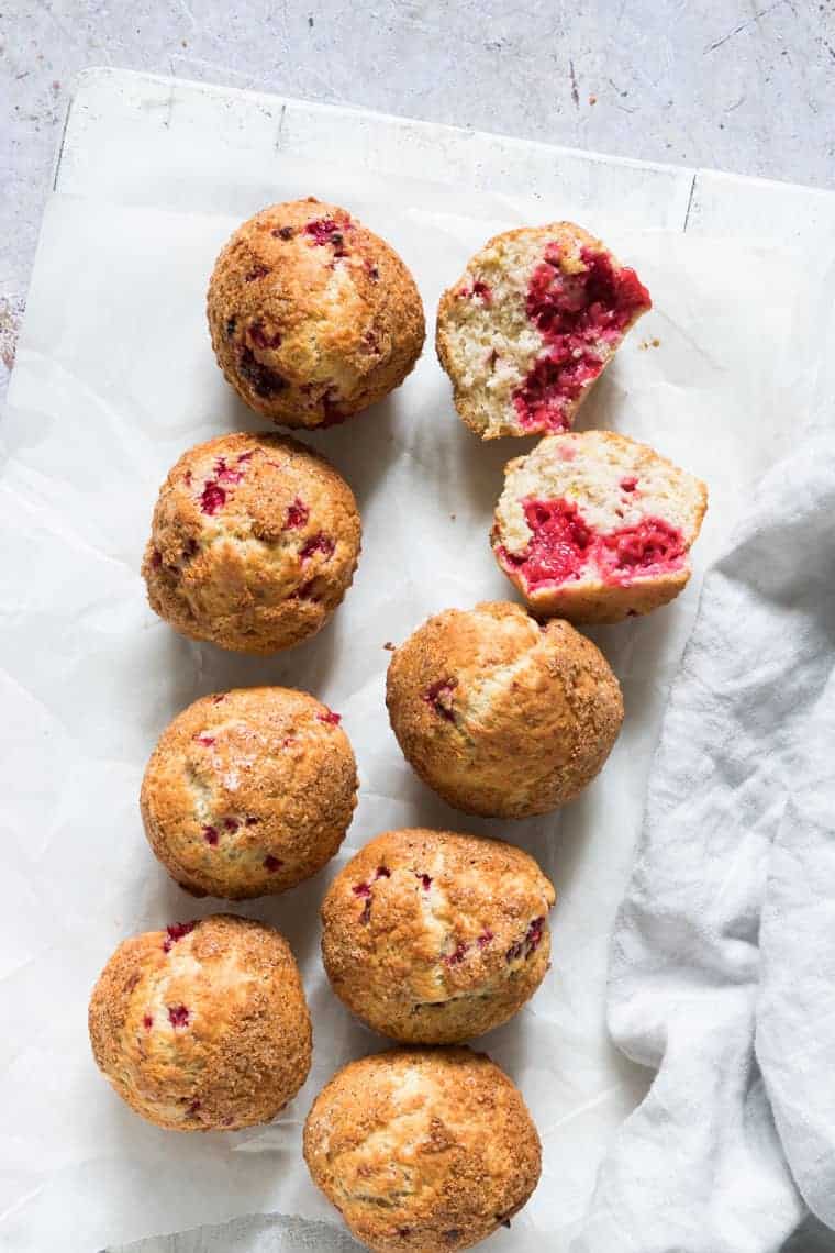 fresh raspberry muffins on a table