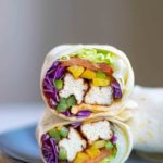 a completed air fryer tofu wrap ready to be served