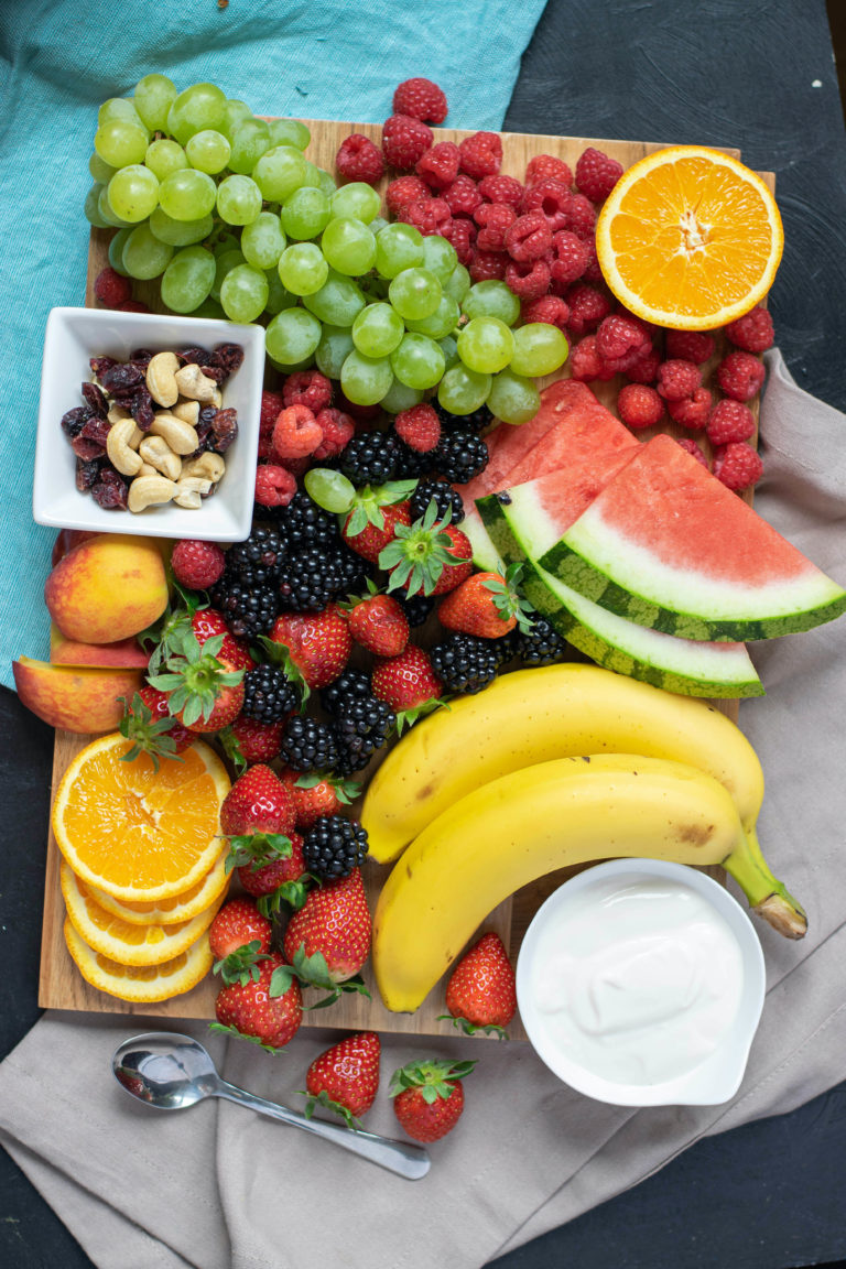 a completed fruit tray ready to be served