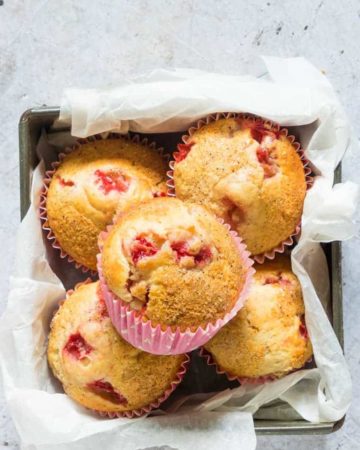 fresh strawberry muffins in a container