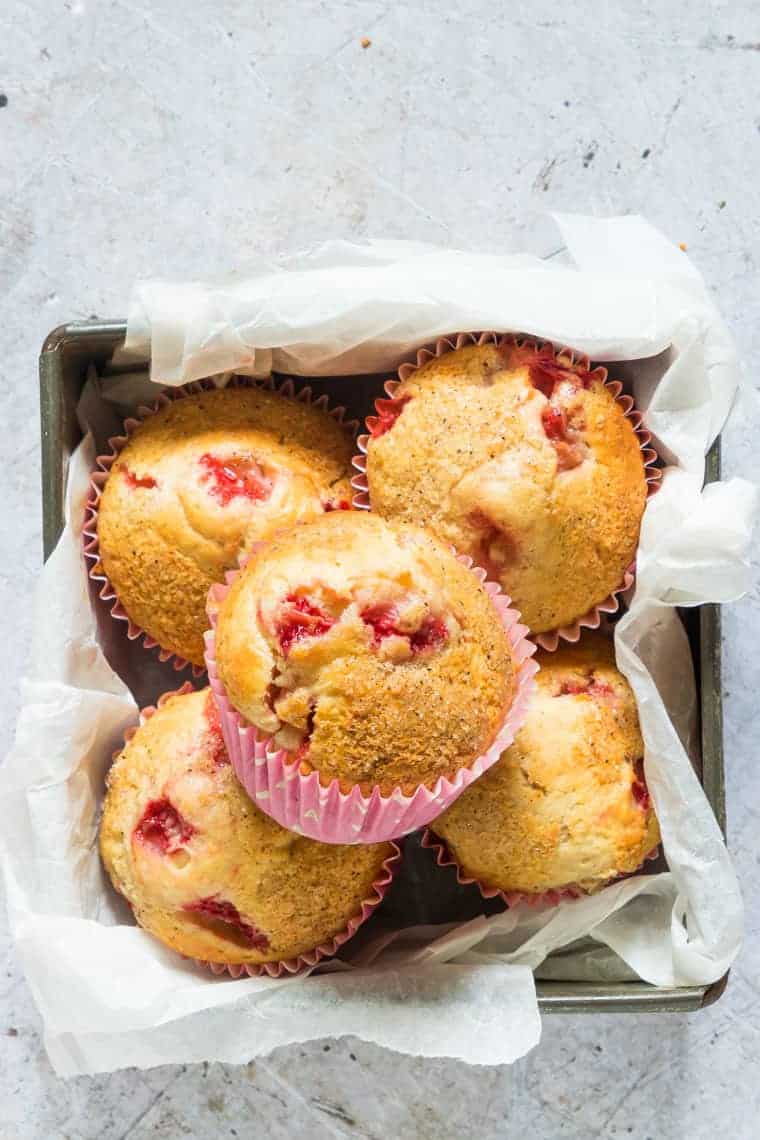 fresh strawberry muffins in a container