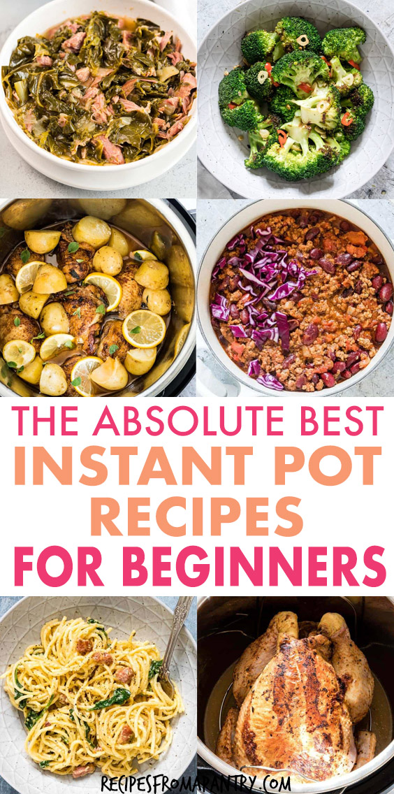 Collage showing instant pot recipes for beginners