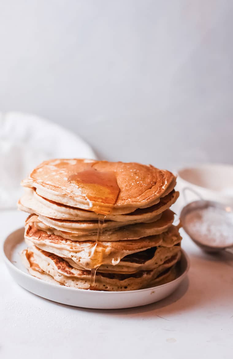 a stack of buttermilk pancakes