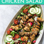 GRILLED CHICKEN SALAD ON A LONG OVAL PLATE