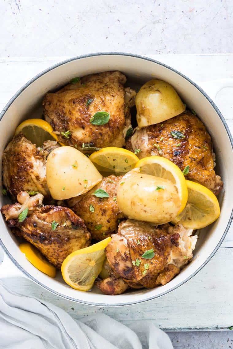 instant pot chicken and potatoes served in a bowl