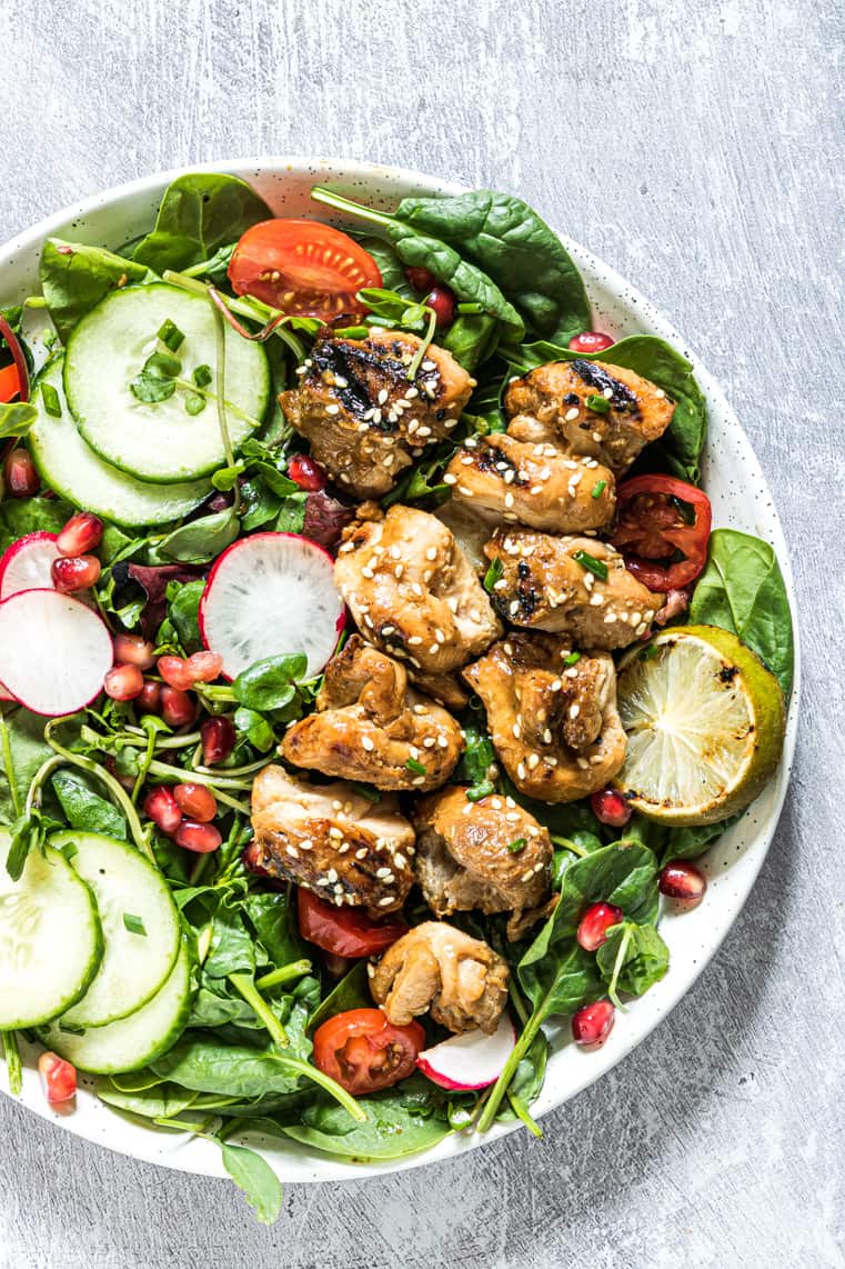close up of grilled chicken salad recipe