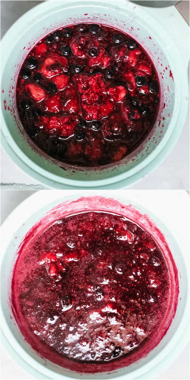 image collage showing how to make jam filling for homemade pop tarts