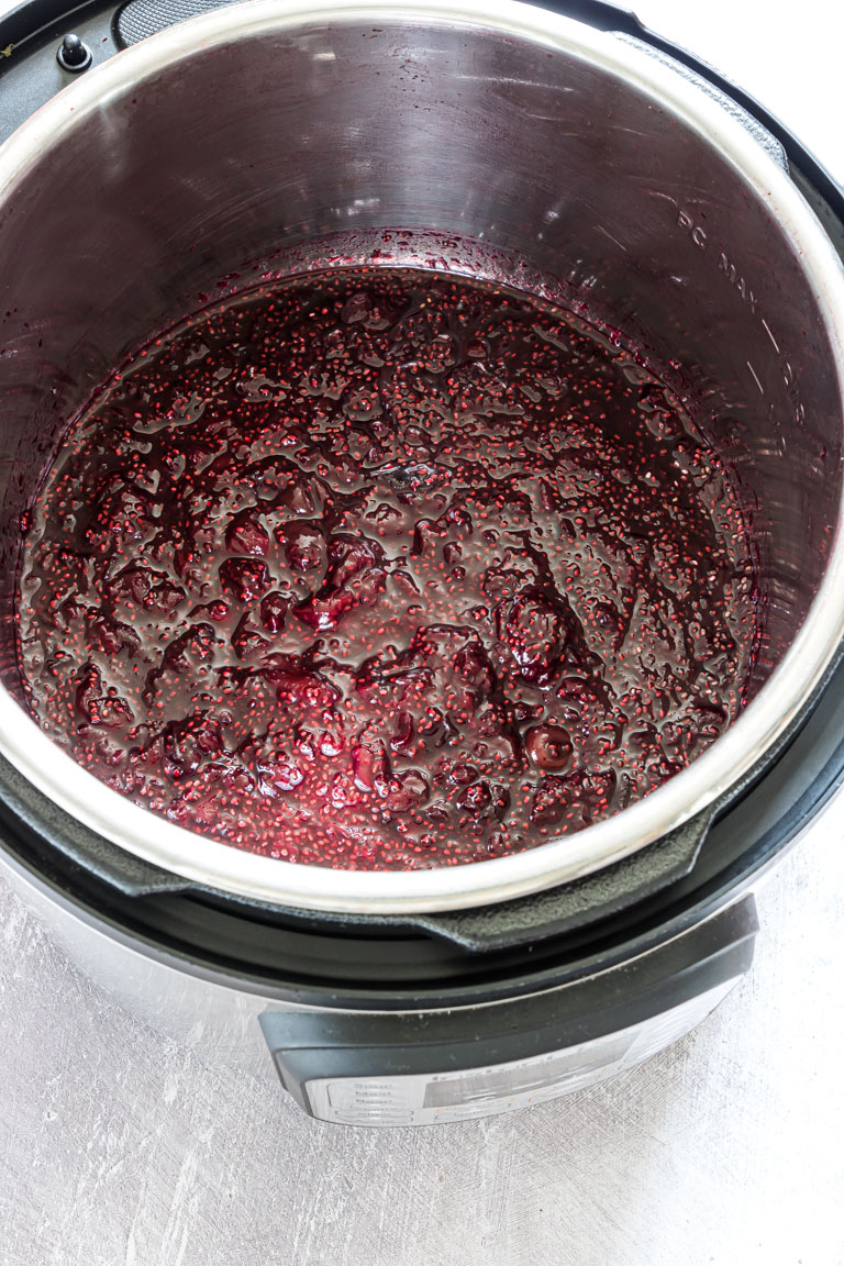 instant pot cherry jam inside the instant pot insert