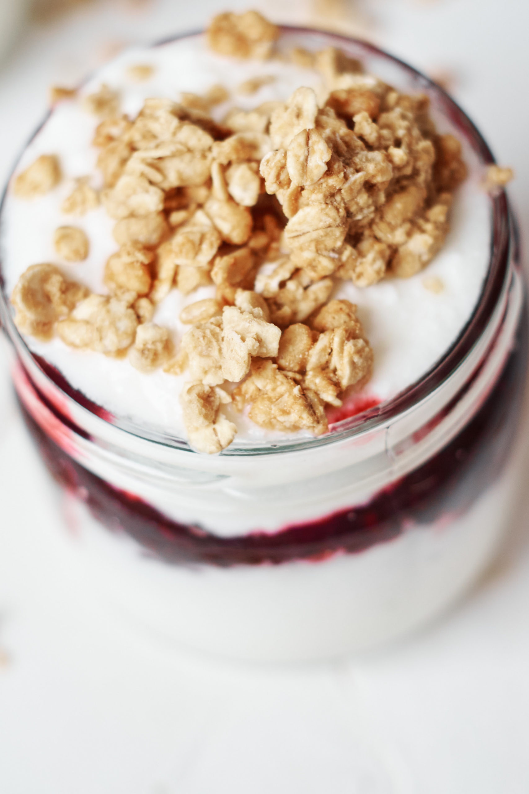 close up view of instant pot yogurt topped with granola