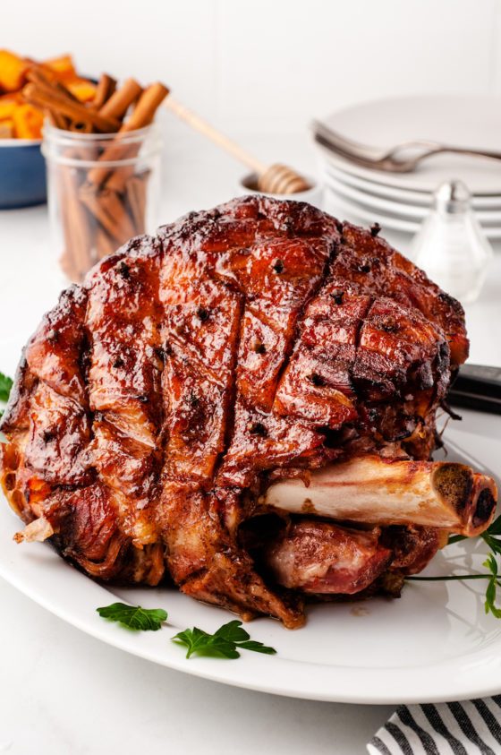 Baked Picnic Ham With Cinnamon Honey Glaze