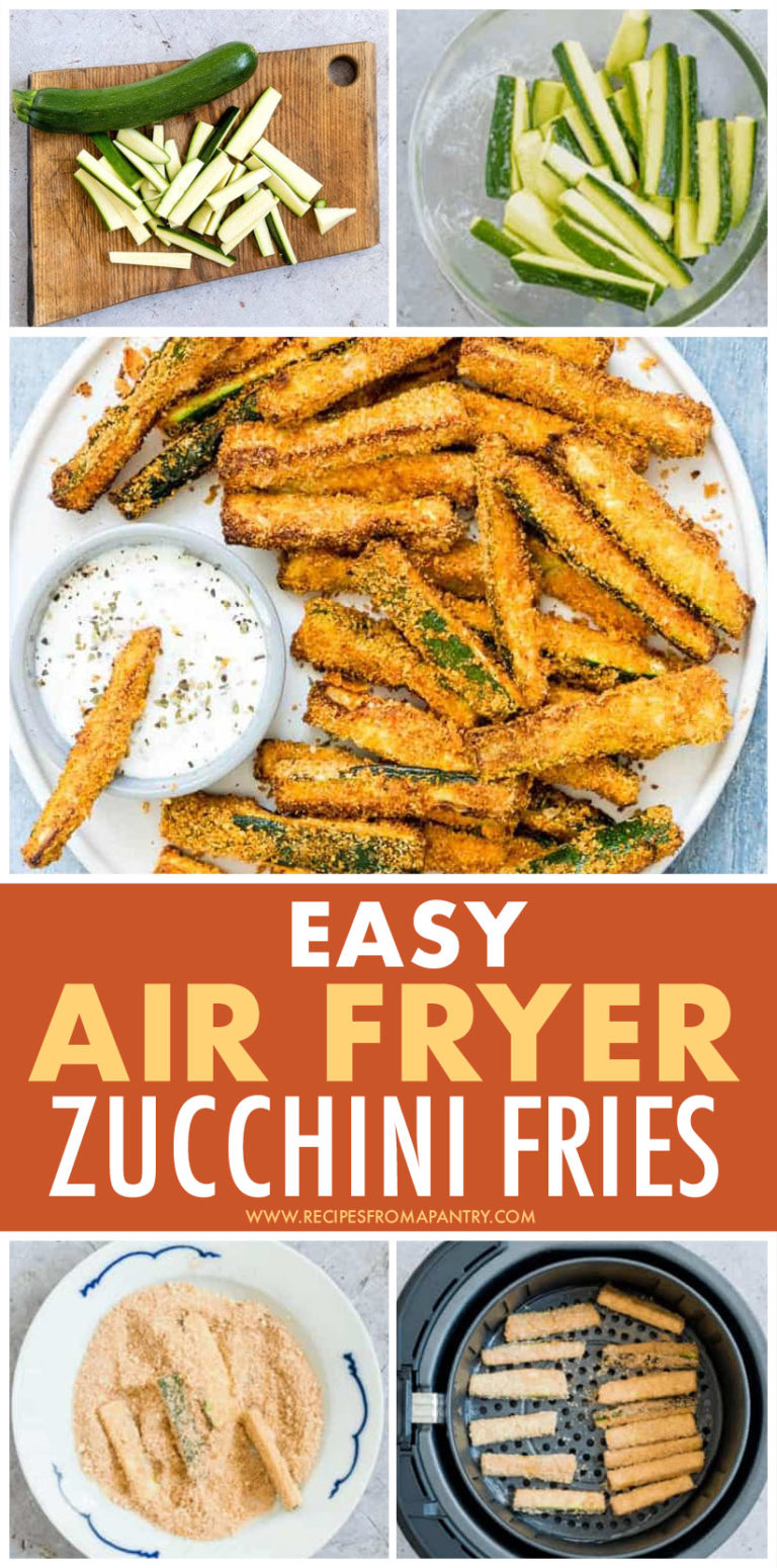 Pinterest pin that links to recipe for air fryer zucchini fries