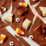 top down view of the completed halloween bark