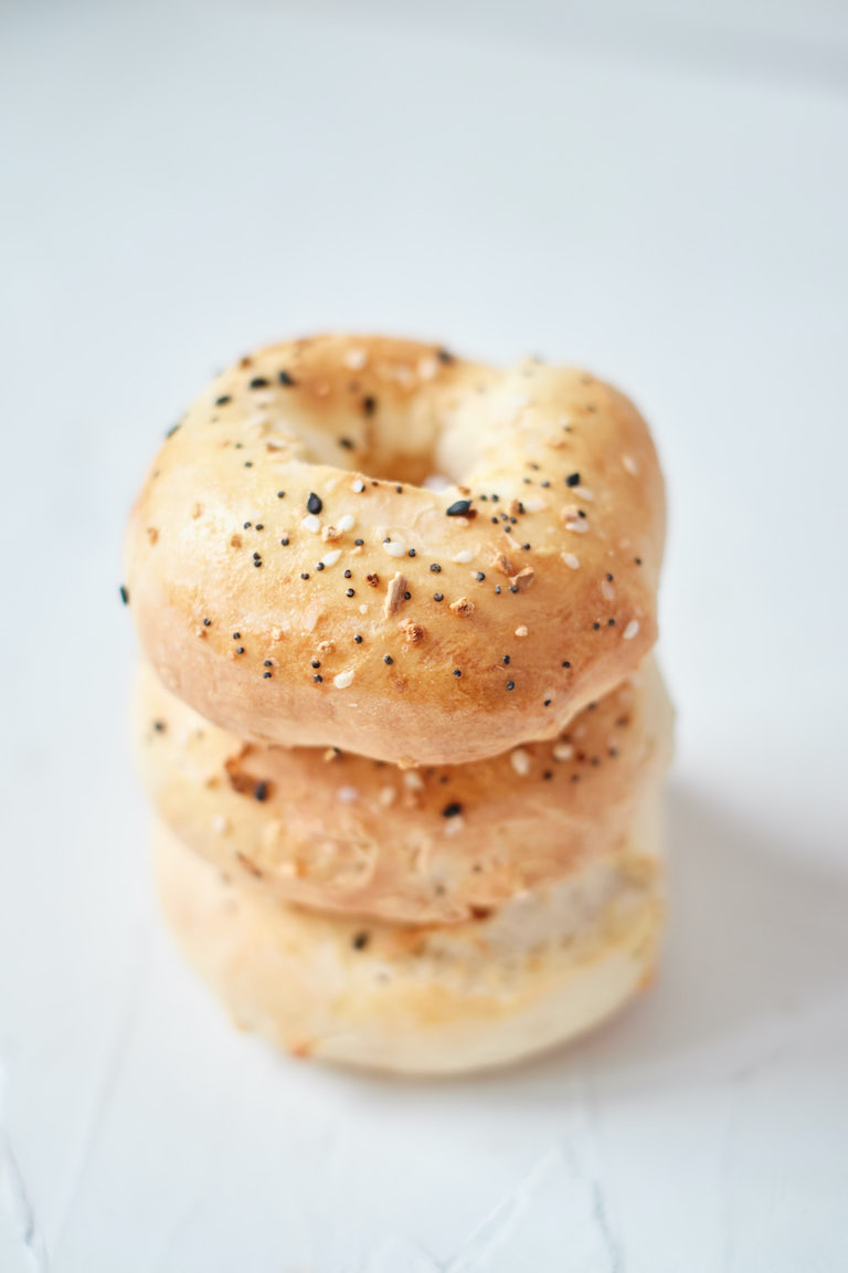 a stack of air fryer bagels