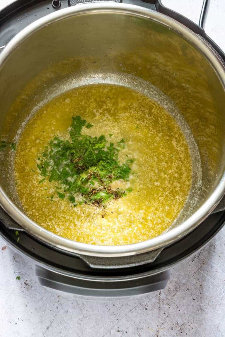 Ingredients for Lemon Butter Sauce inside the Instant Pot
