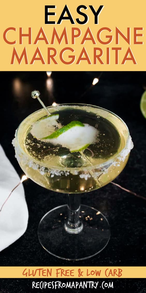 CHAMPAGNE MARGARITA IN A STEMMED GLASS WITH LIME