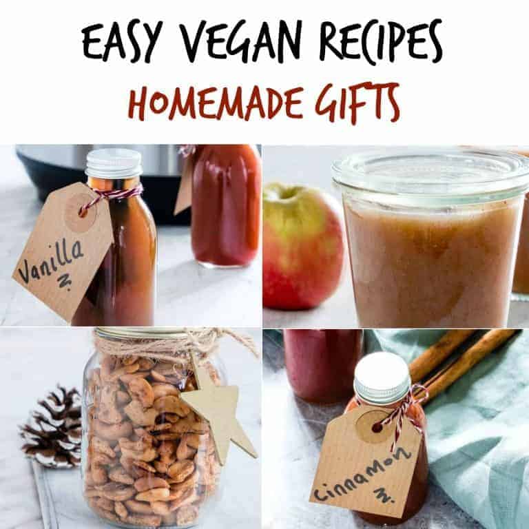 image collage showing the homemade gifts included in this list of easy vegan recipes