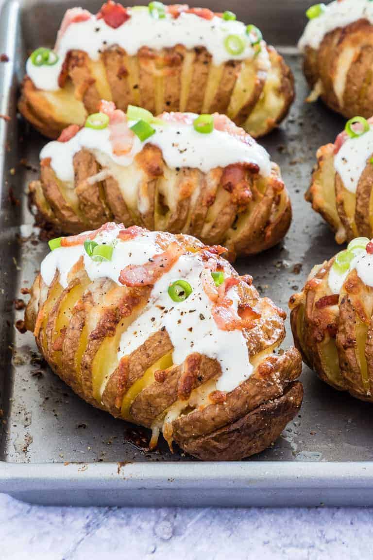 Loaded Hasselback Potatoes + Tutorial {Gluten-Free} - Recipes From A Pantry