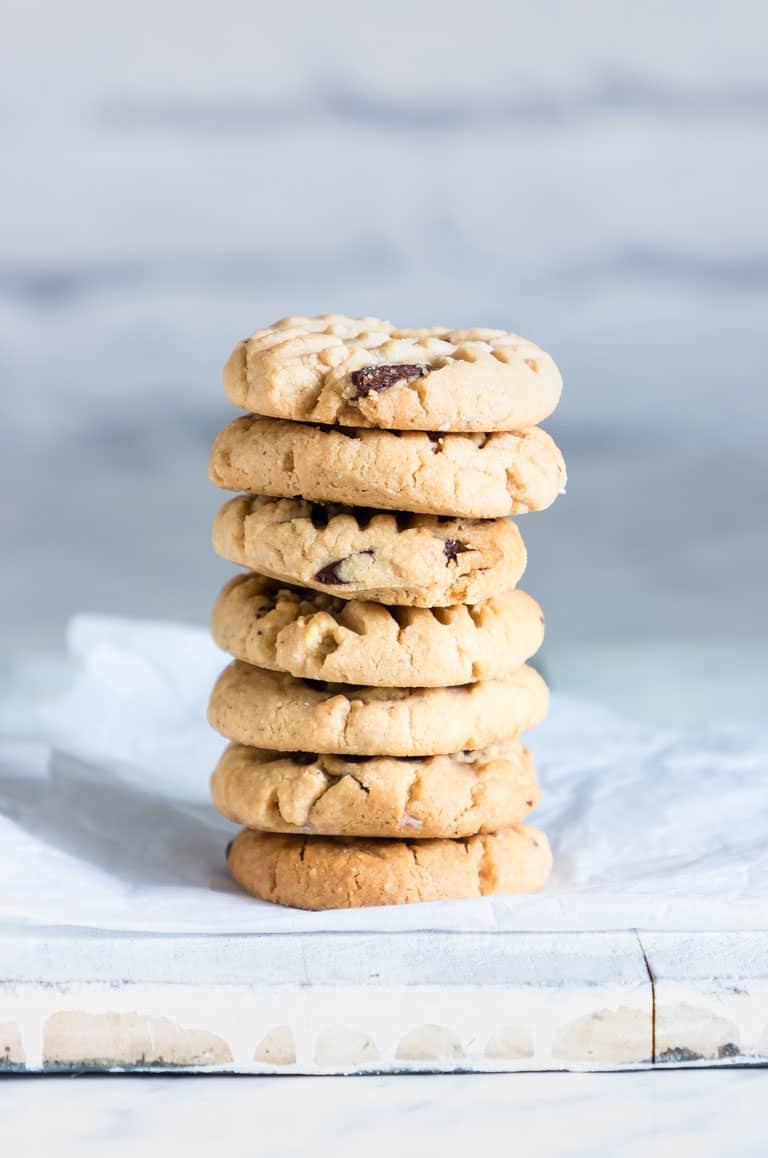 vegan peanut butter cookies in a stack
