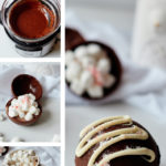 COLLAGE OF IMAGES OF HOT CHOCOLATE BOMBS