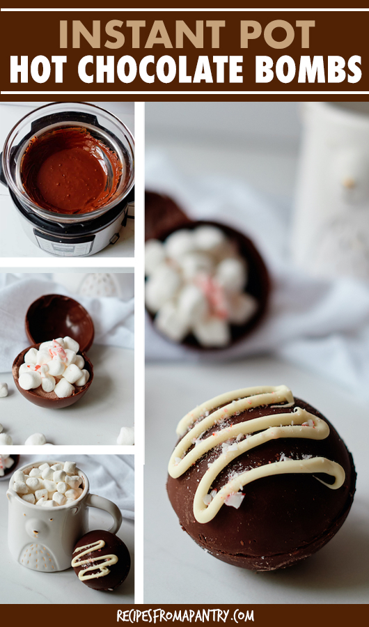 COLLAGE OF IMAGES OF HOT CHOCOLATE BOMBS