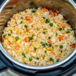 top down view of Instant Pot Fried Rice inside the instant pot